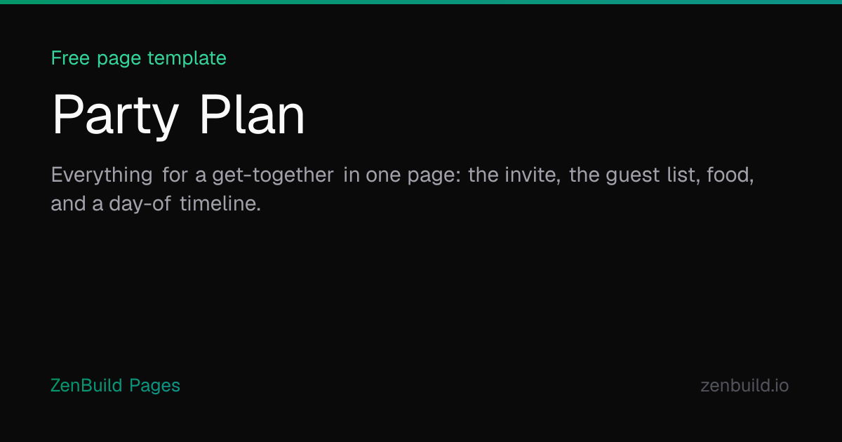 Party Plan - Free Page Template | ZenBuild